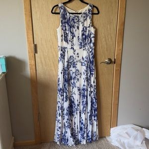White and blue maxi dress